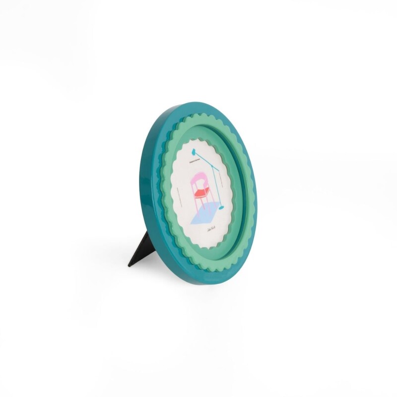 Portaretrato circular de madera Glossy Verde