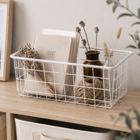 Canasto Cesto Organizador Metal Cocina Baño Oficina Blanco