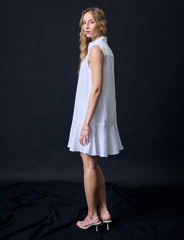 Vestido Escote Camisa BLANCO