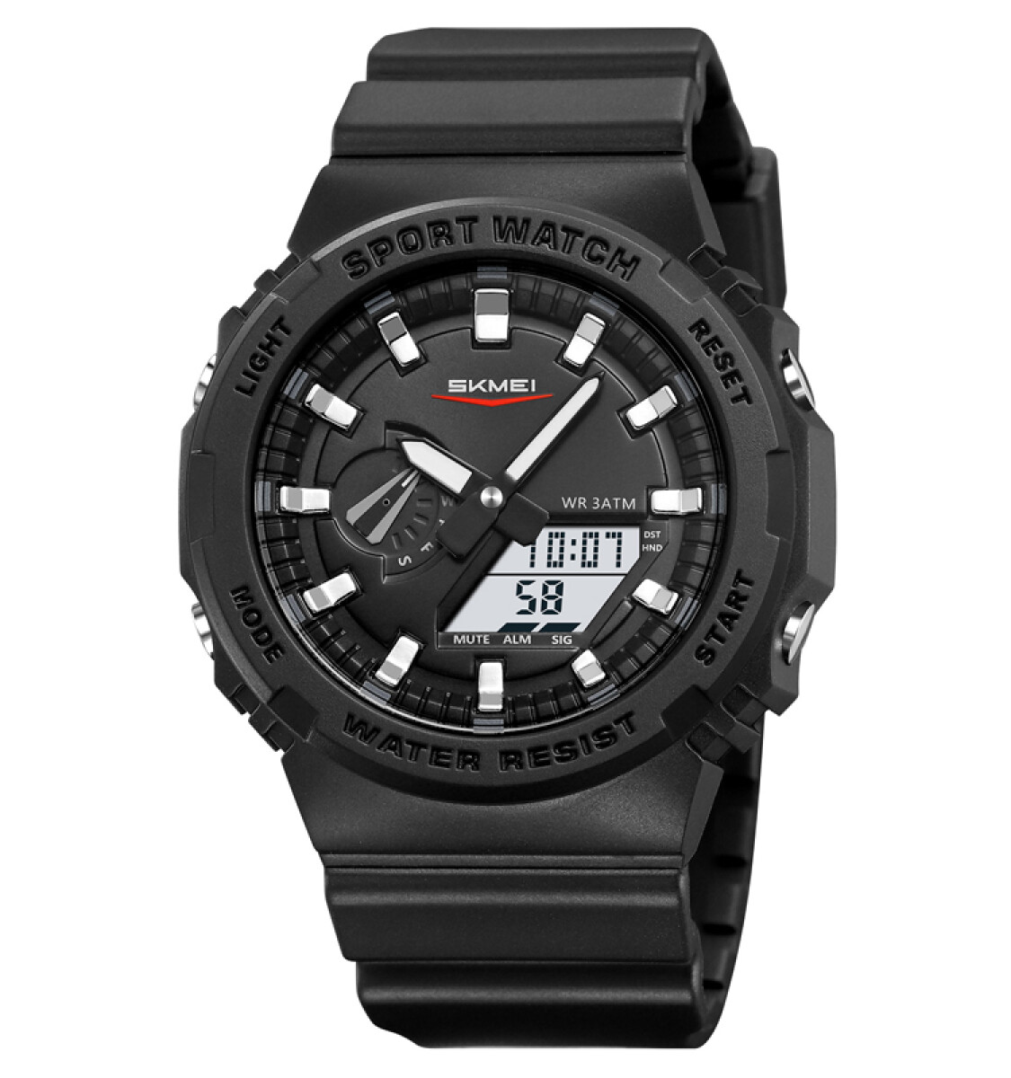 Reloj Skmei 2351BKWT color negro con detalles blancos para hombre - Negro 