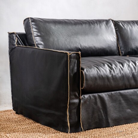 Sillón Cuero Noir 3 Cuerpos Negro U