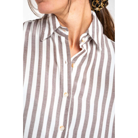 Blusa Raya Negra Y Cruda Cafe