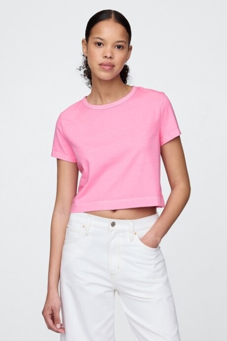 Remera Básica Crop Mujer May Pink