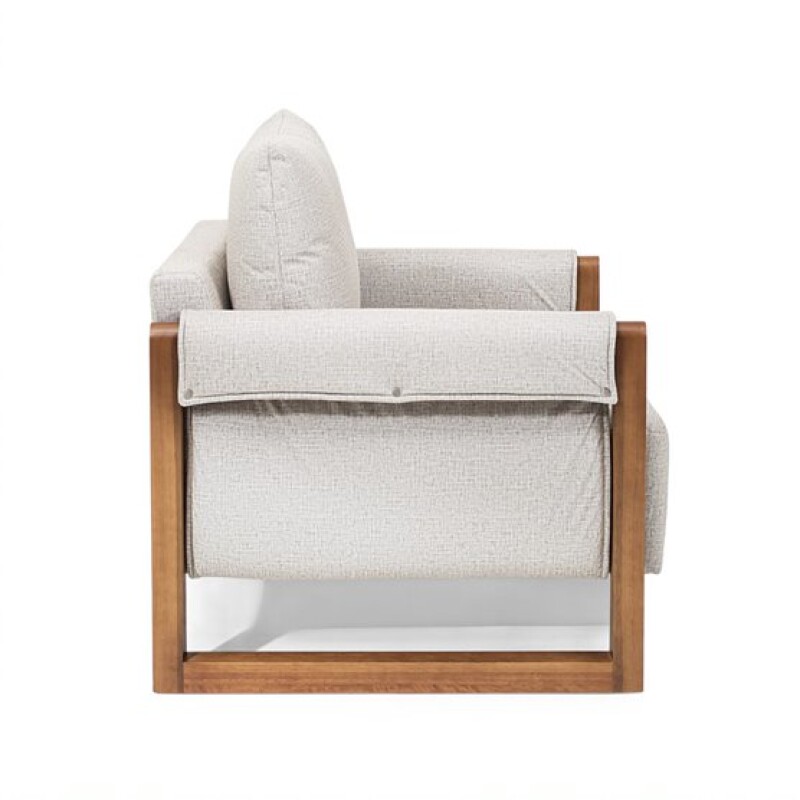 Sofa 1 cuerpo - Brazos madera - Tela Beige Sofa 1 cuerpo - Brazos madera - Tela Beige