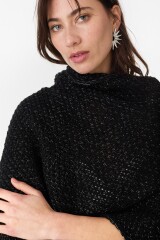 Ruana Eterea Negro Lurex/Plateado