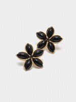 Pendientes Flor Con Resina negro