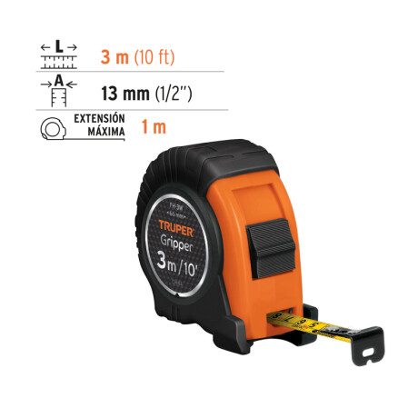 CINTA METRICA C/IMPACTO 3MTX1/2 TRUPER FH-3M (CM/PULG) N/a