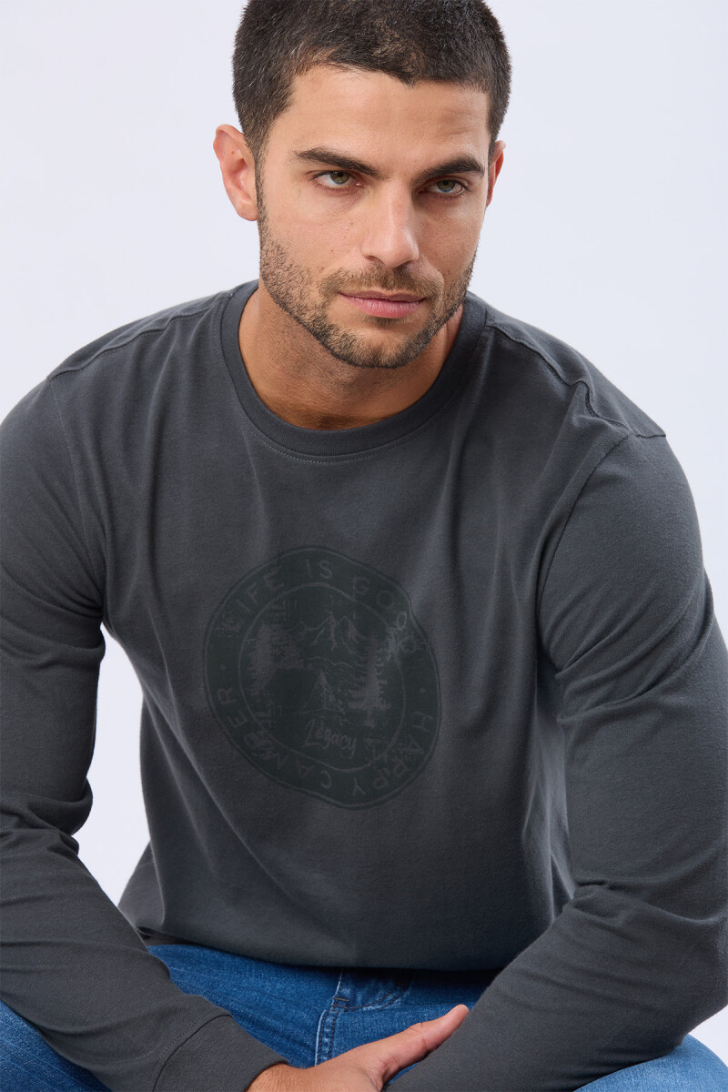 REMERA ESTAMPADA DE ALGODÓN - GRIS 