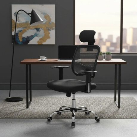 Set X2 Sillas Escritorio Reclin Apoyacabezas Alt Ajustable Negro