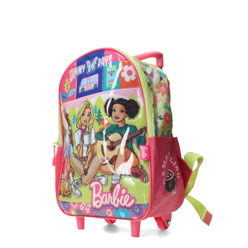 Mochila Barbie Sunny Days 12" Con Carro Rosado