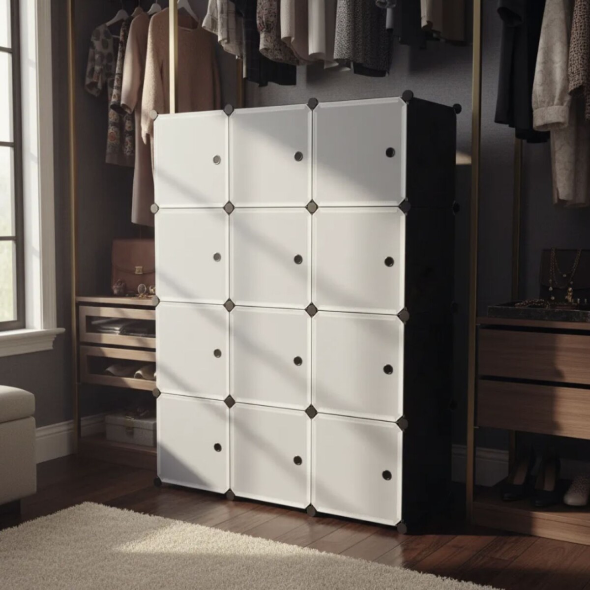 Armario Plástico Lumax 12 Puertas Desmontable Portátil - Blanco 