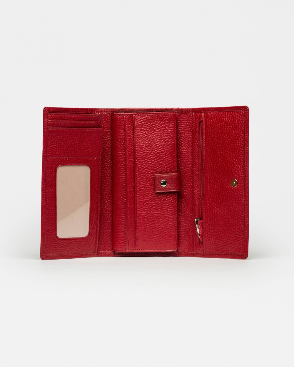 Billetera Cloe en cuero graneado Rojo