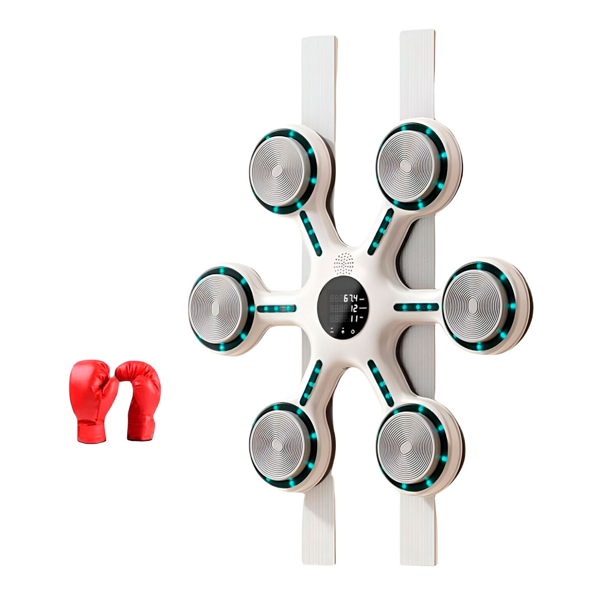 Máquina De Boxeo Bluetooth Música Luces + Guantes Entrena - Color Blanco 