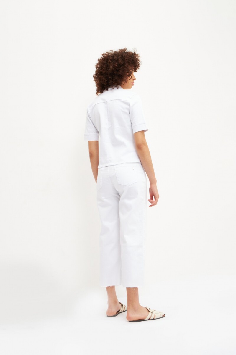 Camisa de jean manga corta blanco