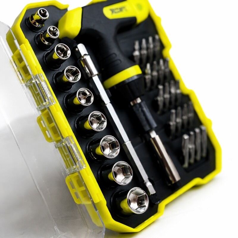XCORT JUEGO CR-V 32 PIEZAS DESTORNILLADOR CRICKET MANGO T+ADAPTADOR+PUNTAS+DADOS Xcort Juego Cr-v 32 Piezas Destornillador Cricket Mango T+adaptador+puntas+dados
