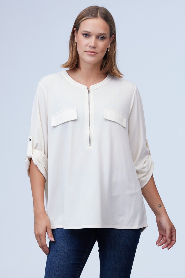 Blusa Oversize Zip CRUDO