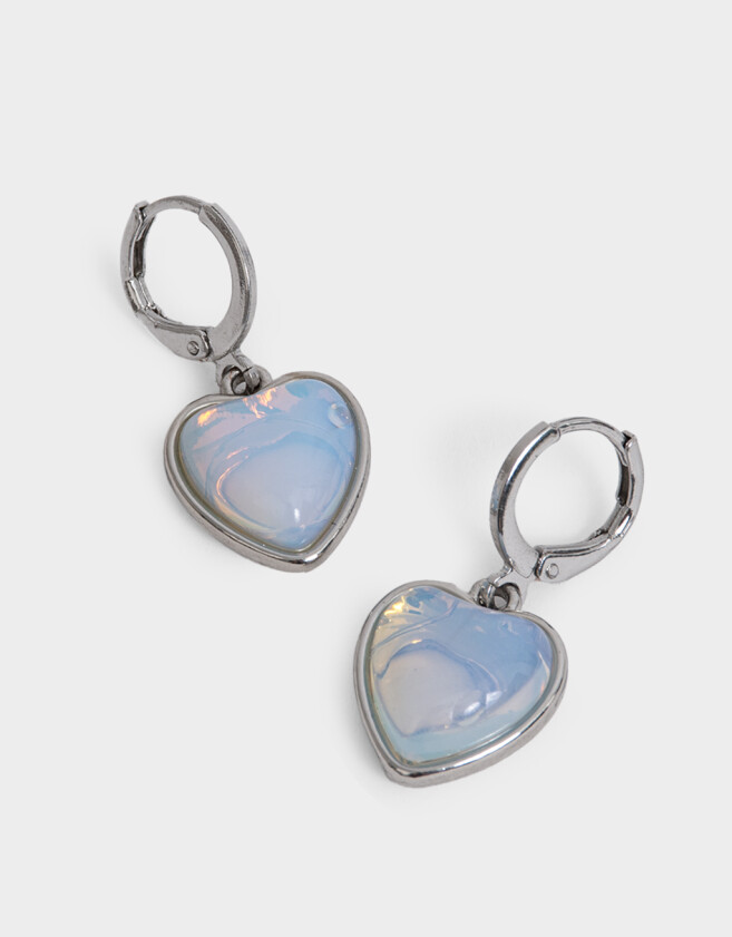 Aros Argollas Moonstone Aros Argollas Corazón - Plateado
