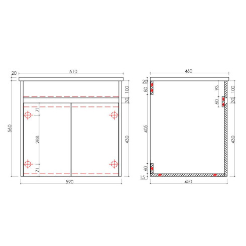 MUEBLE BLANCO CENIZA DE MADERA LAQUEADO 2 PUERTAS CON BACHA 61X46X17 000