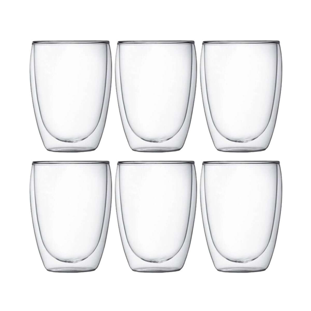 Set x6 Pocillo Doble Vidrio de 350 Ml - Sc 