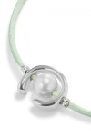 PULSERA DE HILO VERDE AZULADO CON PERLA SHELL FORNITURA BAÑADA EN PLATA DE LEY. Pulsera