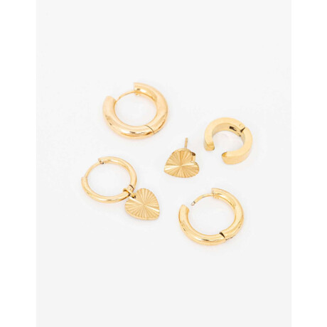 Set De Aros Acero Dorado