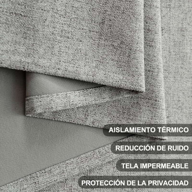 Cortina 2 Paños 106 X160 Cm Textura Lino Gris