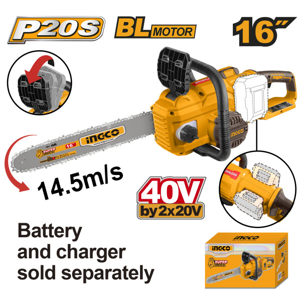 MOTOSIERRA 40V P20S 16 PULG CGSLI40168 S/BAT S/CARG INGCO CGSLI40168 MOTOSIERRA 40V P20S 16 PULG CGSLI40168 S/BAT S/CARG INGCO CGSLI40168