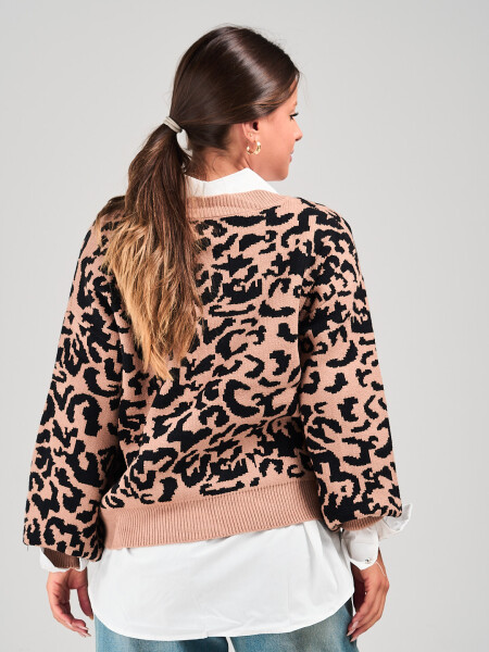 SACO SLOWLY ANIMAL PRINT BEIGE NEGRO