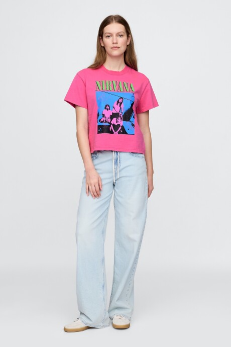 Remera Bandas Manga Corta Mujer Standout Pink