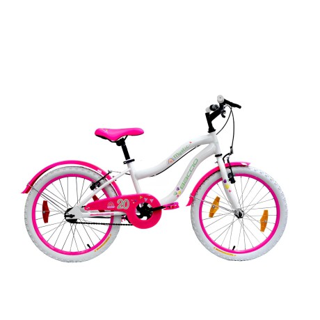 Bicicleta Infantil Baccio Mystic Rodado 20 De Paseo Con Ruedas Estabilizadoras Blanco/Fucsia
