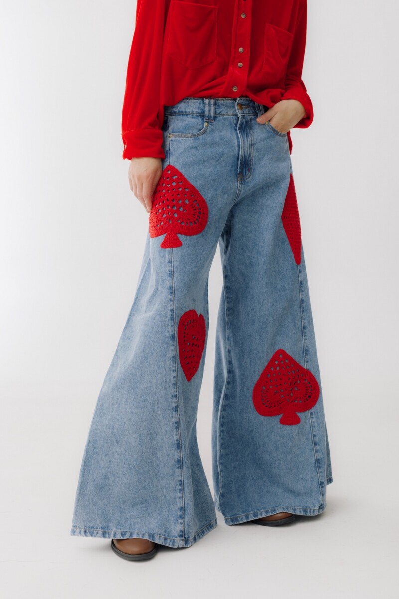 JEAN WIDE XL CROCHET Celeste