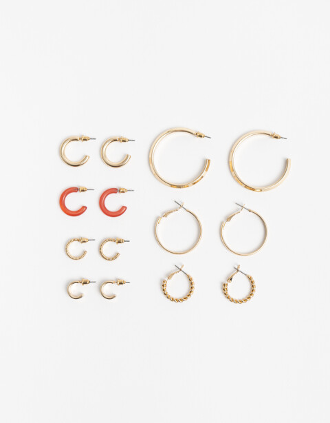 Aros Argollas Set Metal Aros Argollas Set De 7 Pares - Dorado