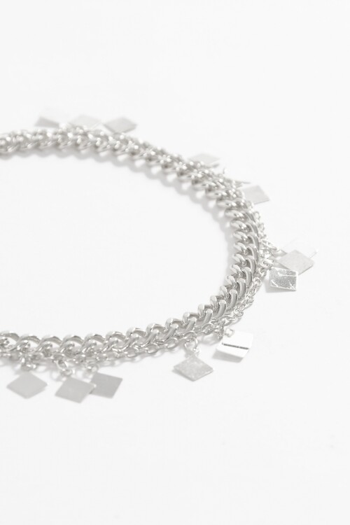 Tobillera cadena dijes plateado