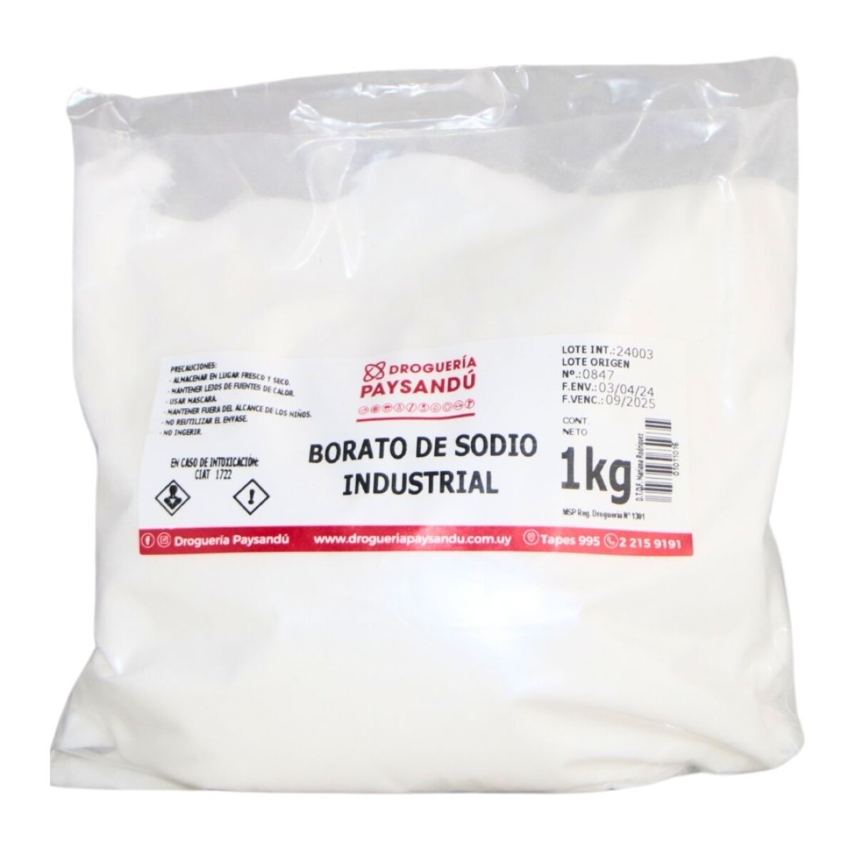 Borato de Sodio Industrial BORAX 1 Kg 