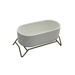 MACETA CERAMICA C/BASE 17x9x9CM BLANCO/DORADO MACETA CERAMICA C/BASE 17x9x9CM BLANCO/DORADO