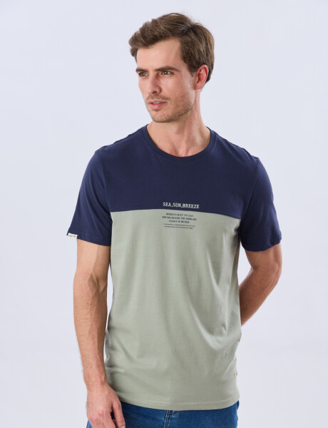 REMERA RAYADA DE ALGODÓN Pistacho