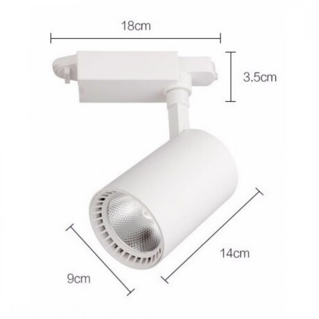 Spot de riel tracklight led 10w Luz Cálida 3000K, 2 vías Blanco
