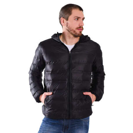 Campera Topper Abrigo Impermeable C/ Capucha Hombre Negro/BS