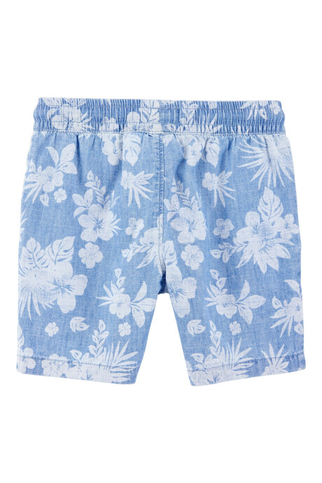 Short de chambray, diseño tropical Sin color