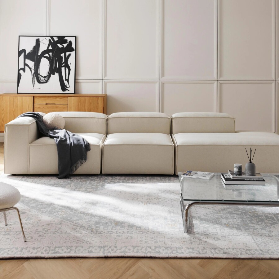 Sillón Nicole Esquinero + Respaldo + Chaise Lounge Beige