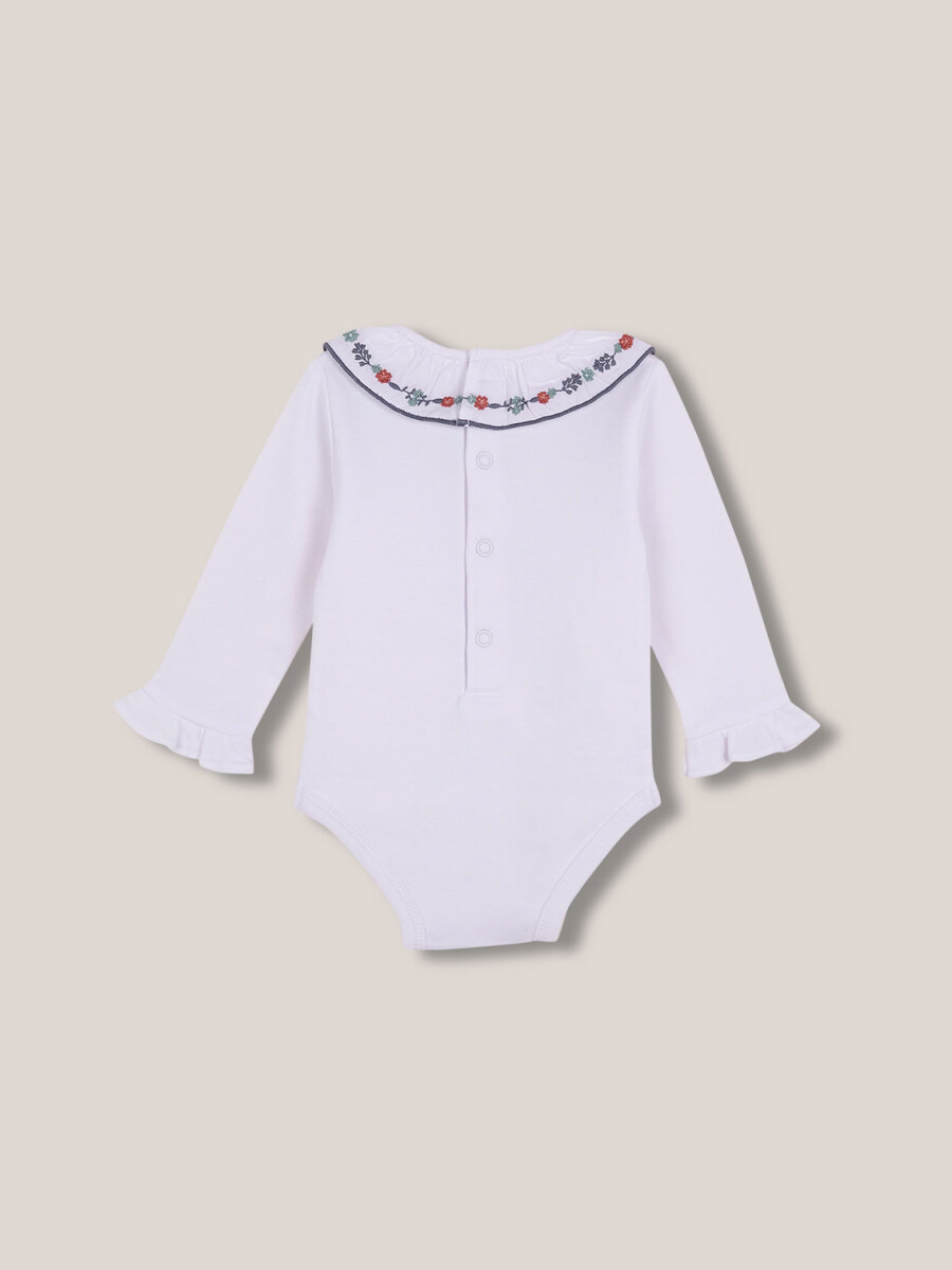 Body Con Cuello Bordado Blanco