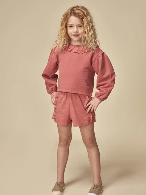 Vestido De Punto Con Tiras Bordadas Coral Claro