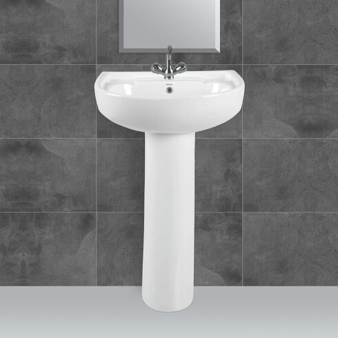 PEDESTAL PARA BACHA DE LOZA SANITARIA SAMITE BLANCO BRILLO BLANCO