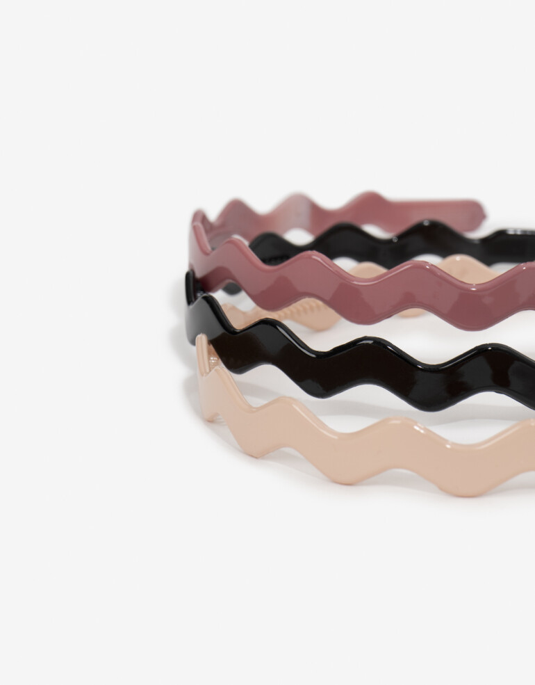 Vinchas Sets Acrilico Set De 3 Vinchas Rigidas Wavy. - Combinacion Tricolor