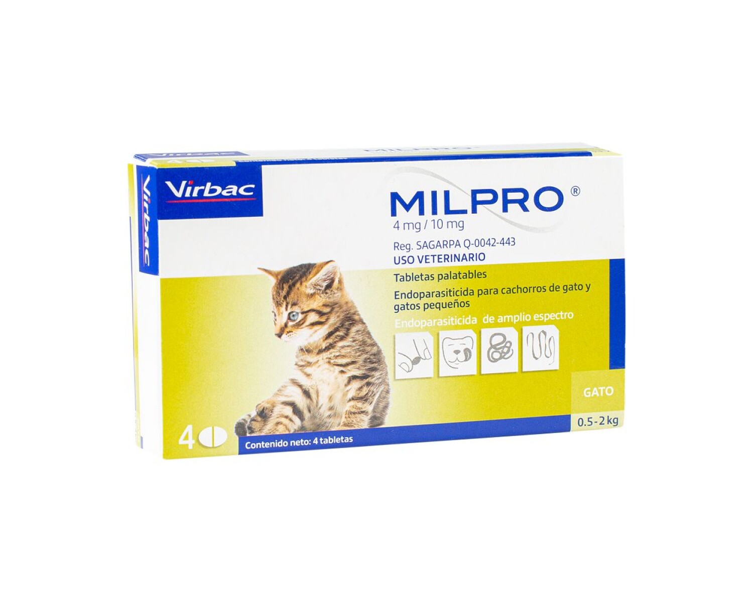 Milpro - Kitten 4mg/10mg - caja 4 comprimidos 