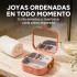 Mini Joyero Organizador Alhajero 9 X 9cm C/ Espejo Asa Rosa