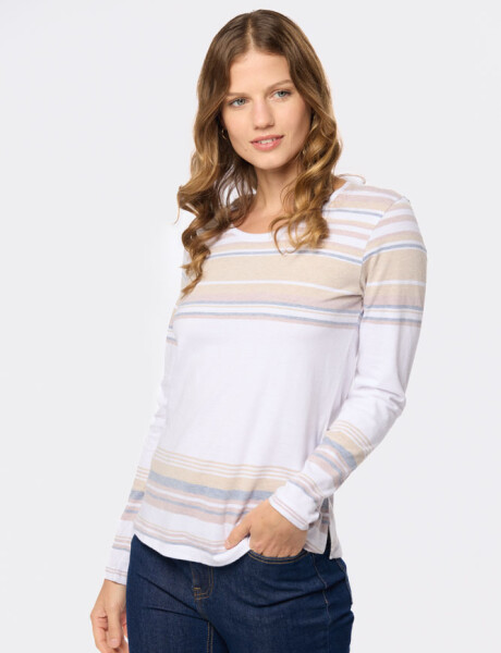 REMERA RAYADA MANGA LARGA Blanco