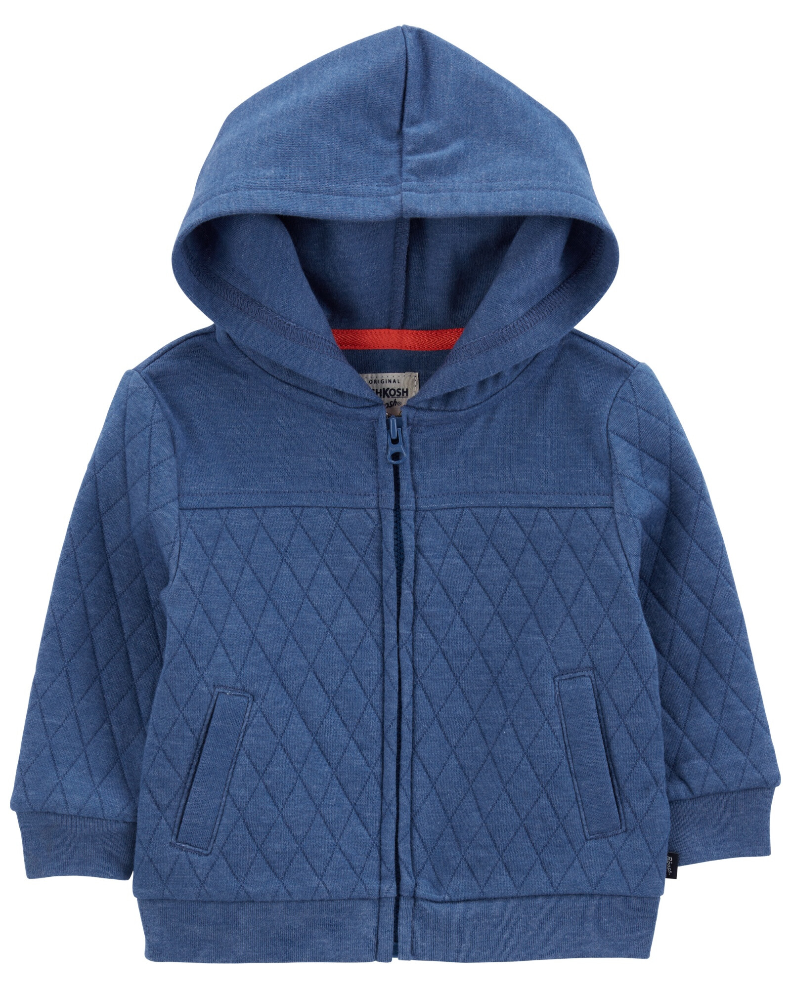 Campera de algodón, capitoneada, con capucha, azul Sin color
