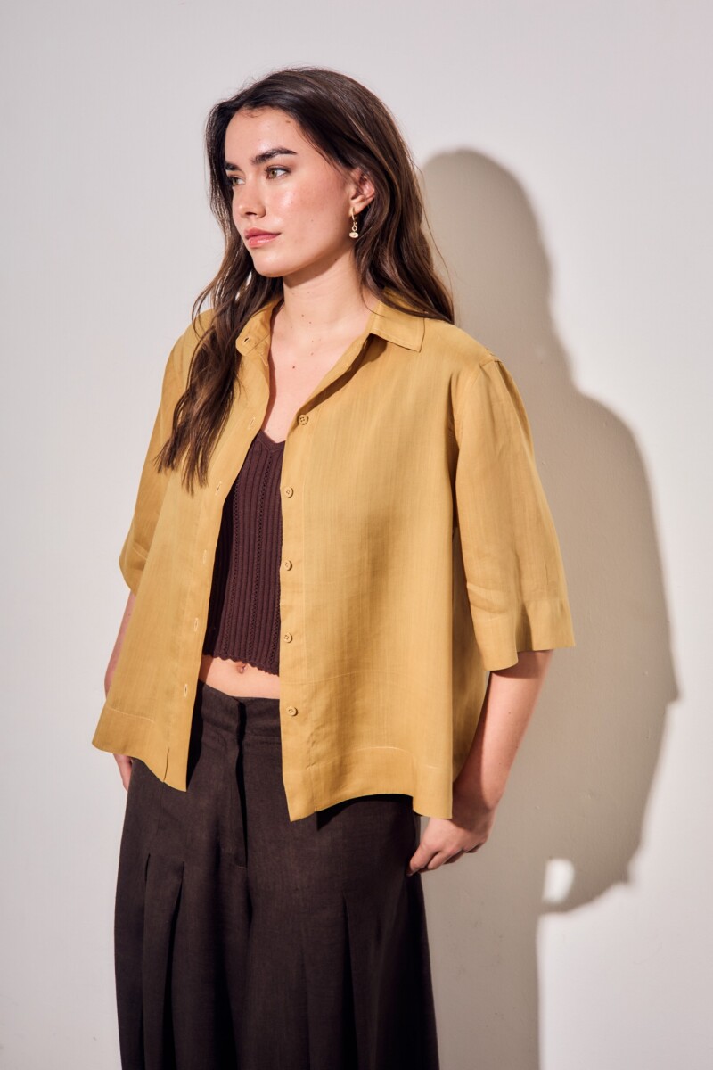 Camisa Lyocell Mostaza