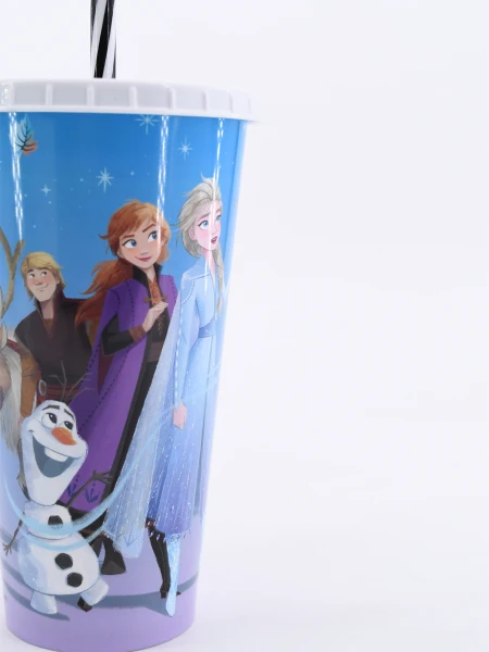 VASO CON SORBITO FROZEN AZUL